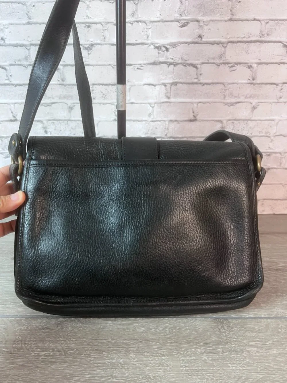 Vintage Coach 4225 Black Leather Sheridan Glenwood Shoulder Bag